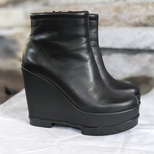 Robert Clergerie Sarlah Wedge Ankle Boot in Black Leather